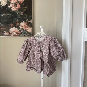 Ganni Pink Floral Peplum Blouse